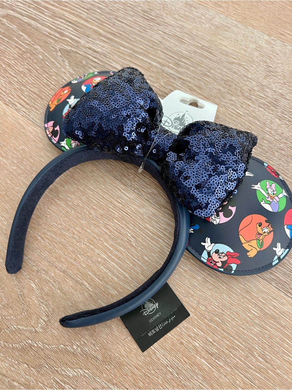Disney Navy Sequin Bow Ear Headband - Picture 2 of 3